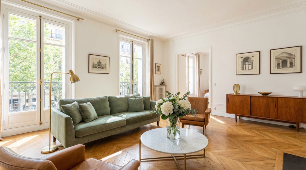 Photo salon moderne Paris - avant transformation